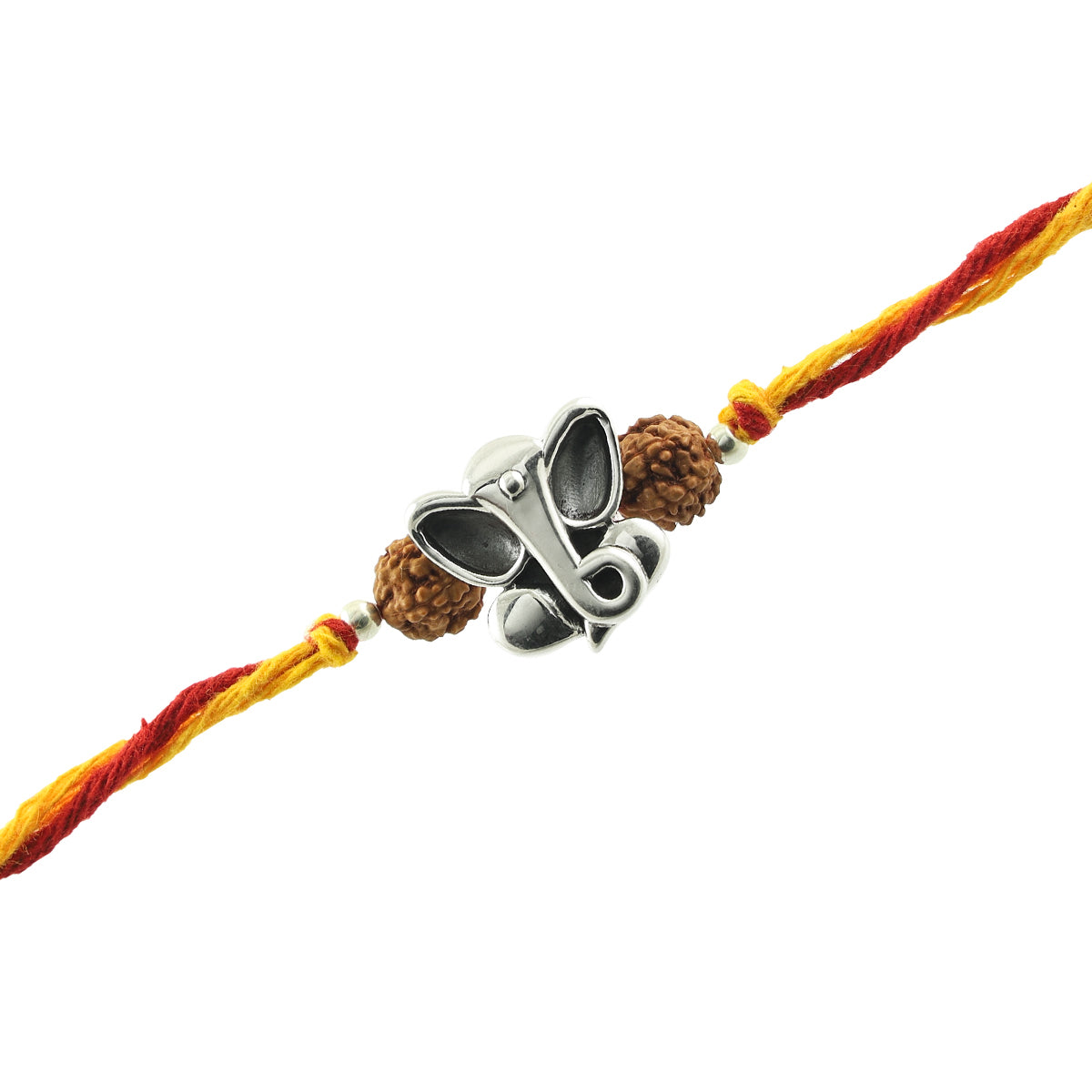 Vighnaharta Ganesha Silver Pendant Moli Rakhi Bracelet