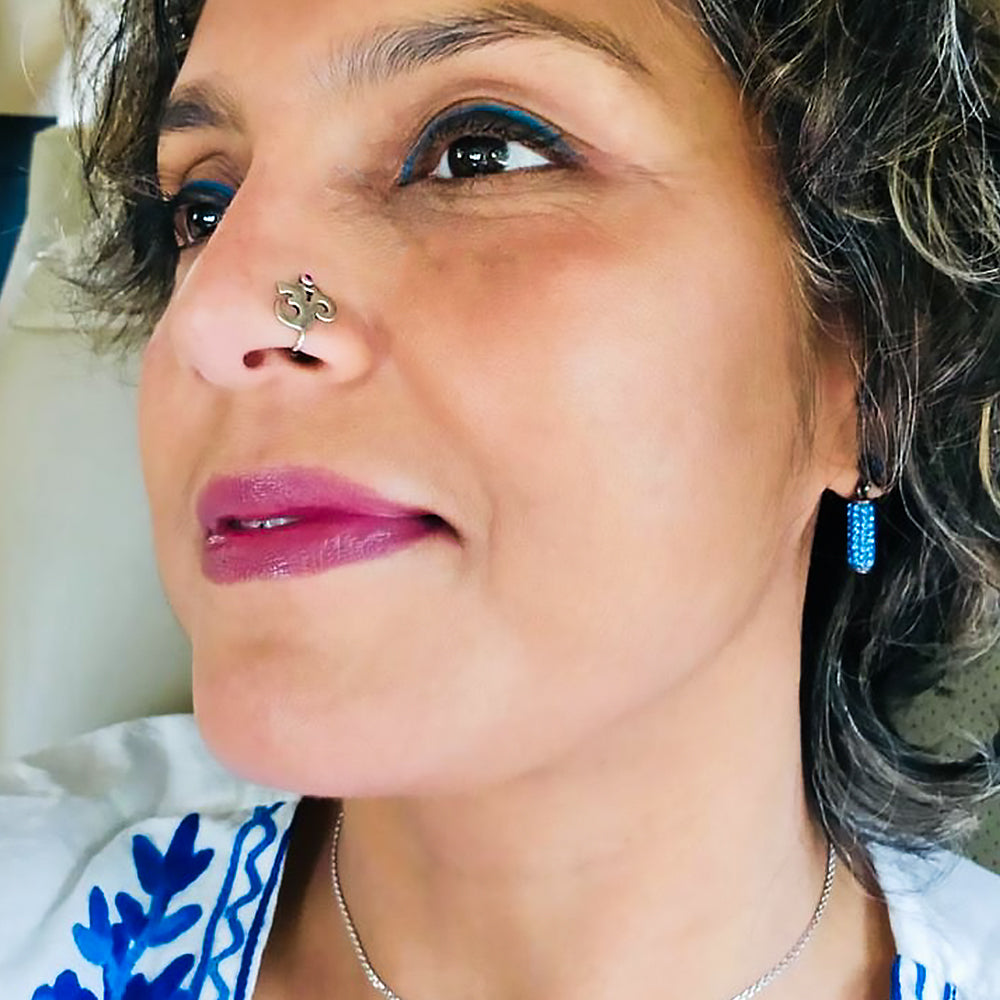 Om Clip-on Silver Nose Pin