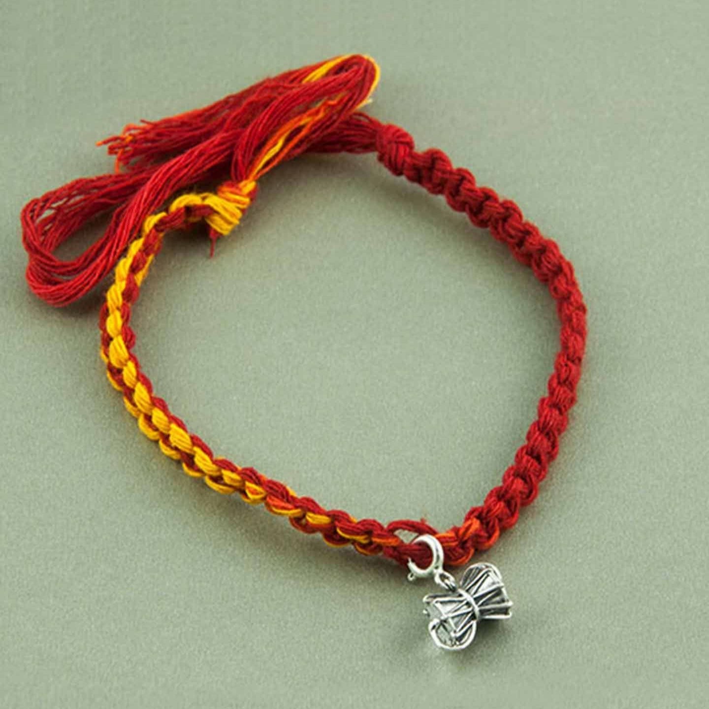 Damru Silver Charm Moli Rakhi Bracelet
