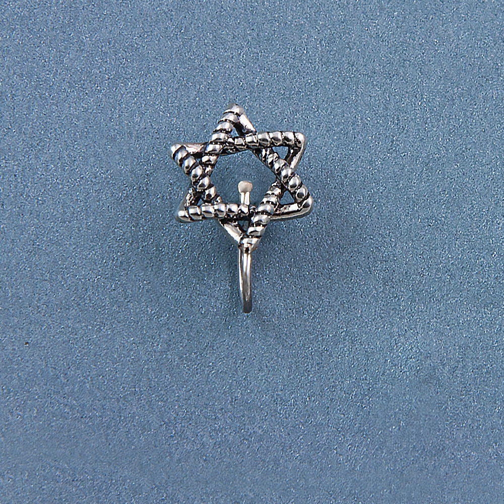 Star of David Clip-on Silver Nose Pin