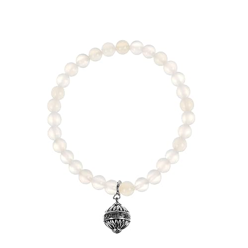 Motherhood Silver Charm White Onyx Bead Bracelet