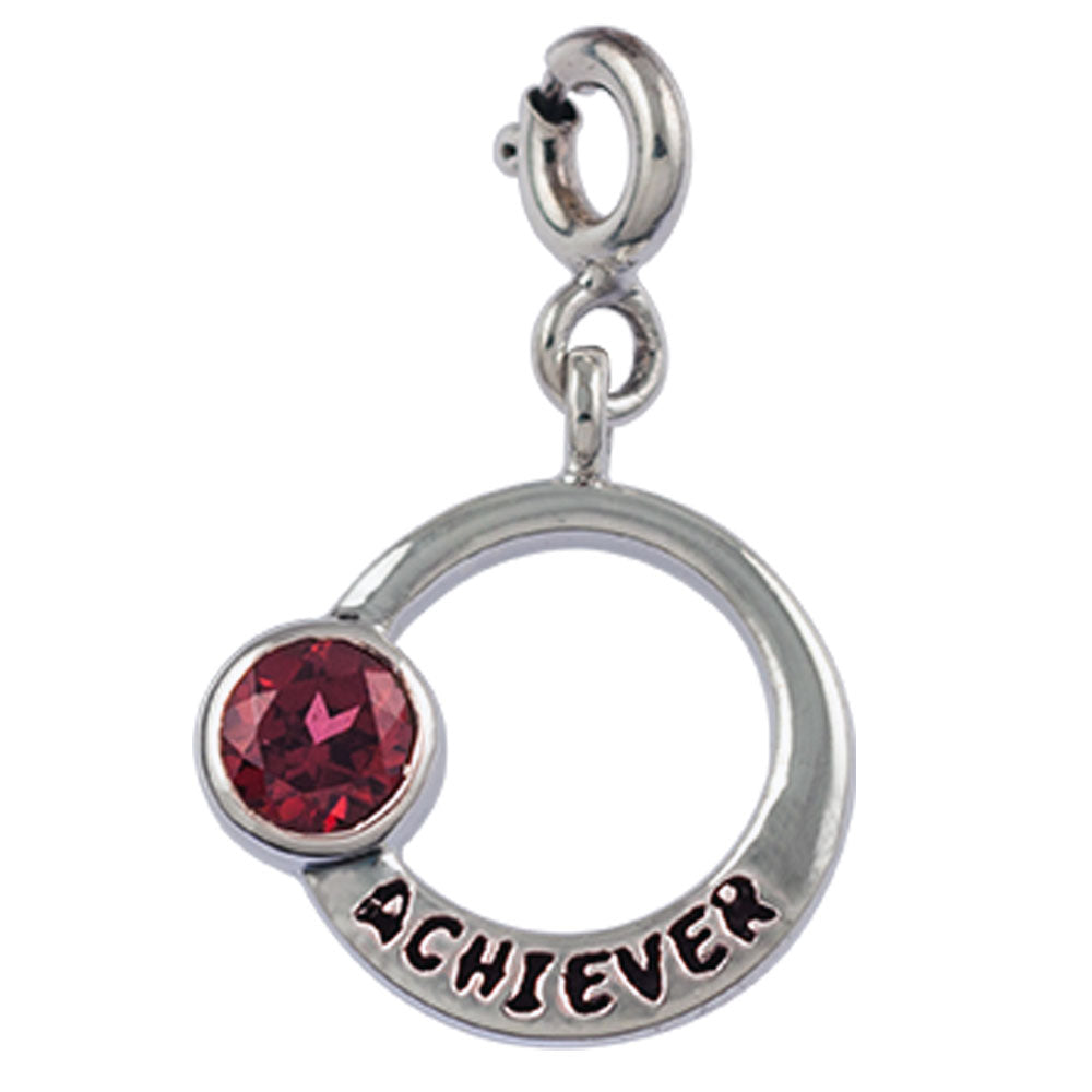 Achiever Capricorn Zodiac Silver Charm with Garnet