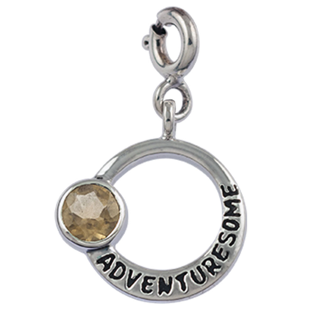 Adventuresome Gemini Zodiac Silver Charm with Citrine