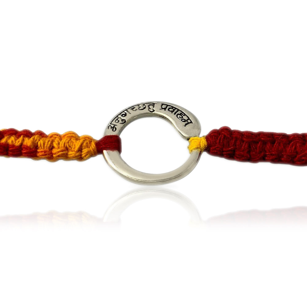 Anugachchhatu Pravaaham Enso Silver Pendant Moli Rakhi Bracelet