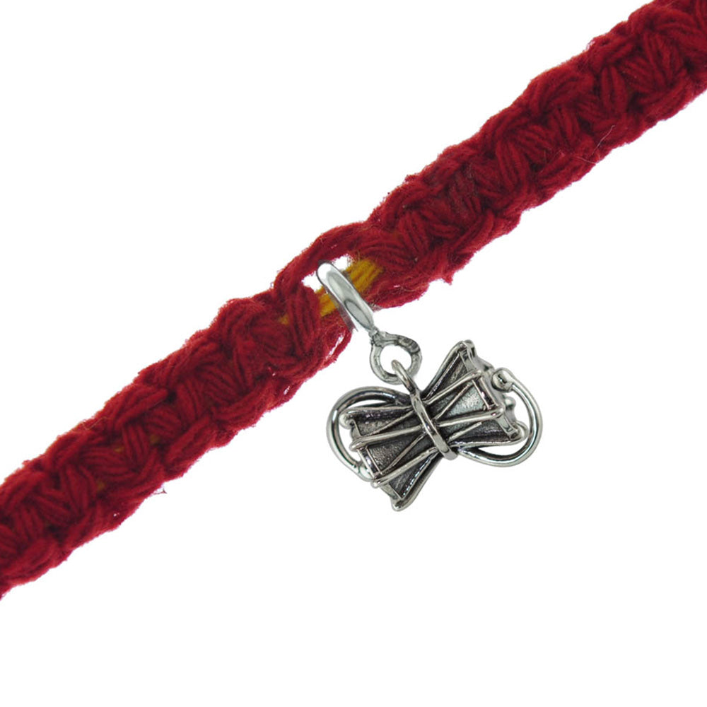 Damru Silver Charm Lumba Rakhi Bracelet