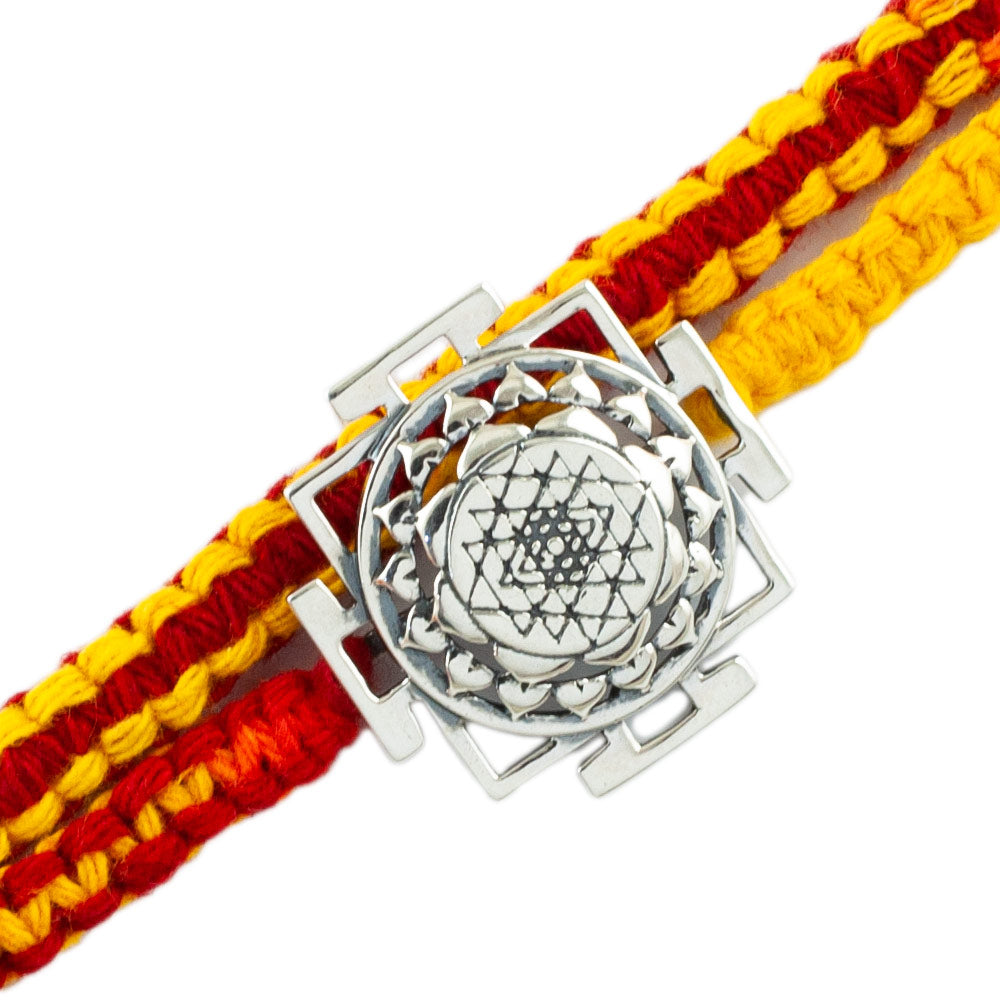 Shri Yantra Silver Pendant Moli Rakhi Bracelet