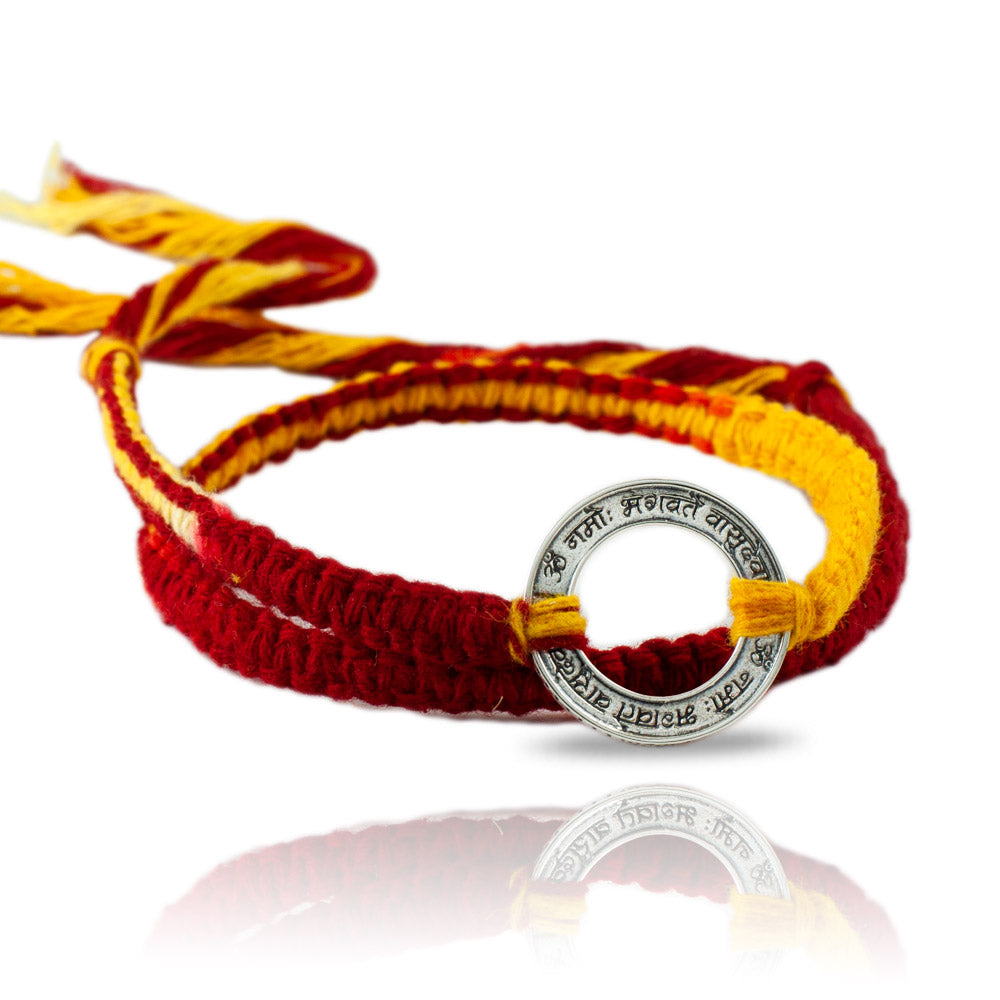 Vishnu Mantra Silver Pendant Moli Rakhi Bracelet