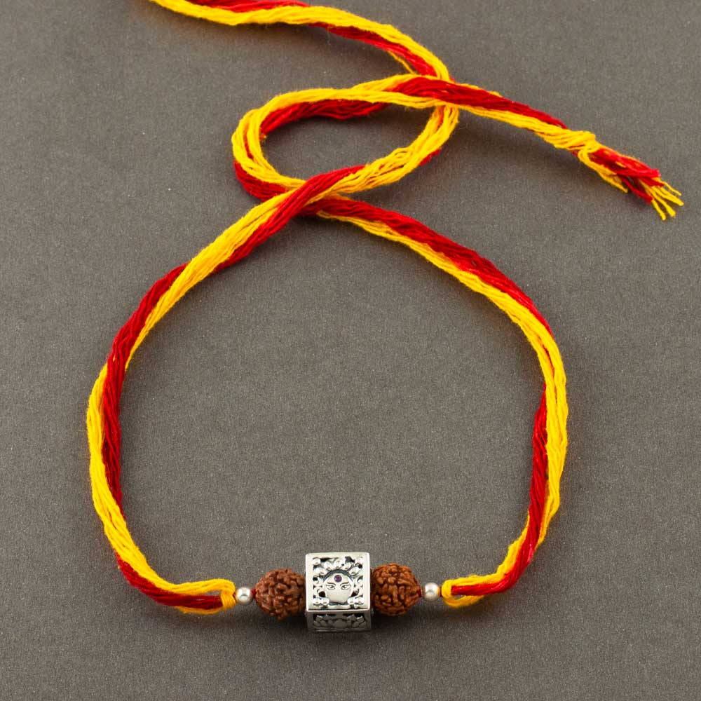 Maa Durga Silver Story Bead Moli Rakhi Bracelet