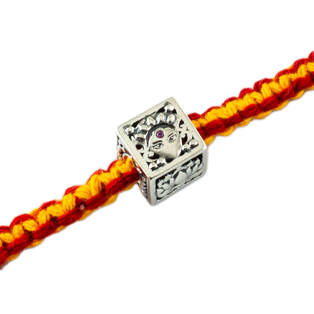 Maa Durga Silver Story Bead Moli Rakhi Bracelet