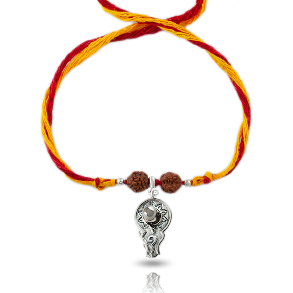 Bholenath Shivling Silver Charm Moli Rakhi Bracelet