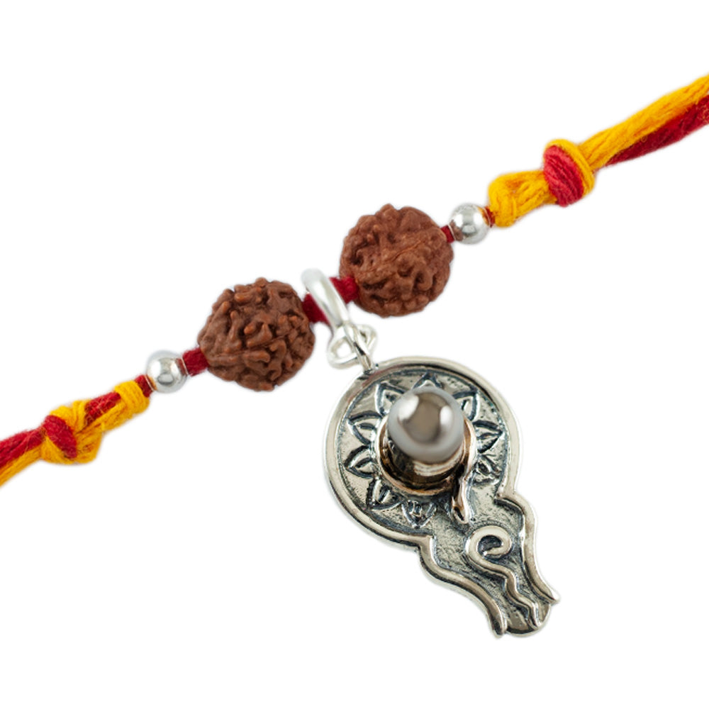 Bholenath Shivling Silver Charm Moli Rakhi Bracelet