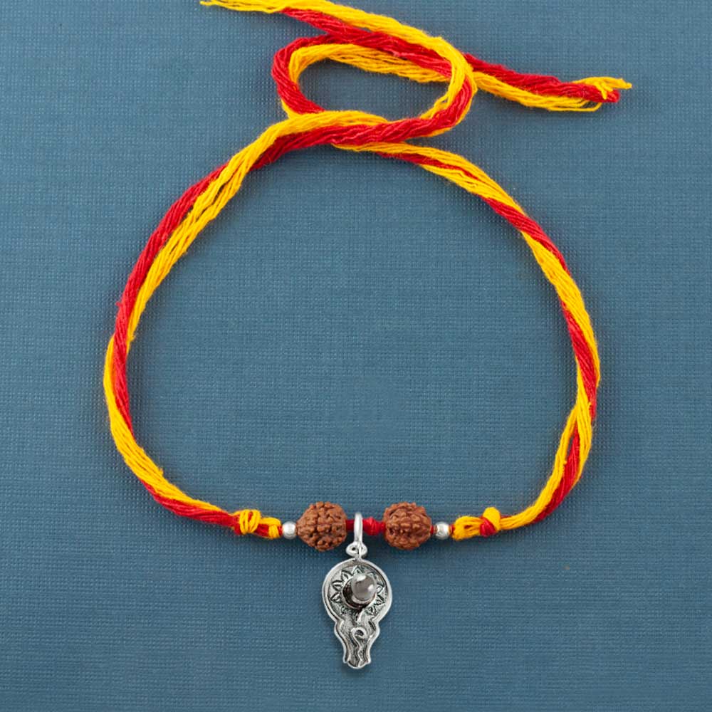 Bholenath Shivling Silver Charm Moli Rakhi Bracelet