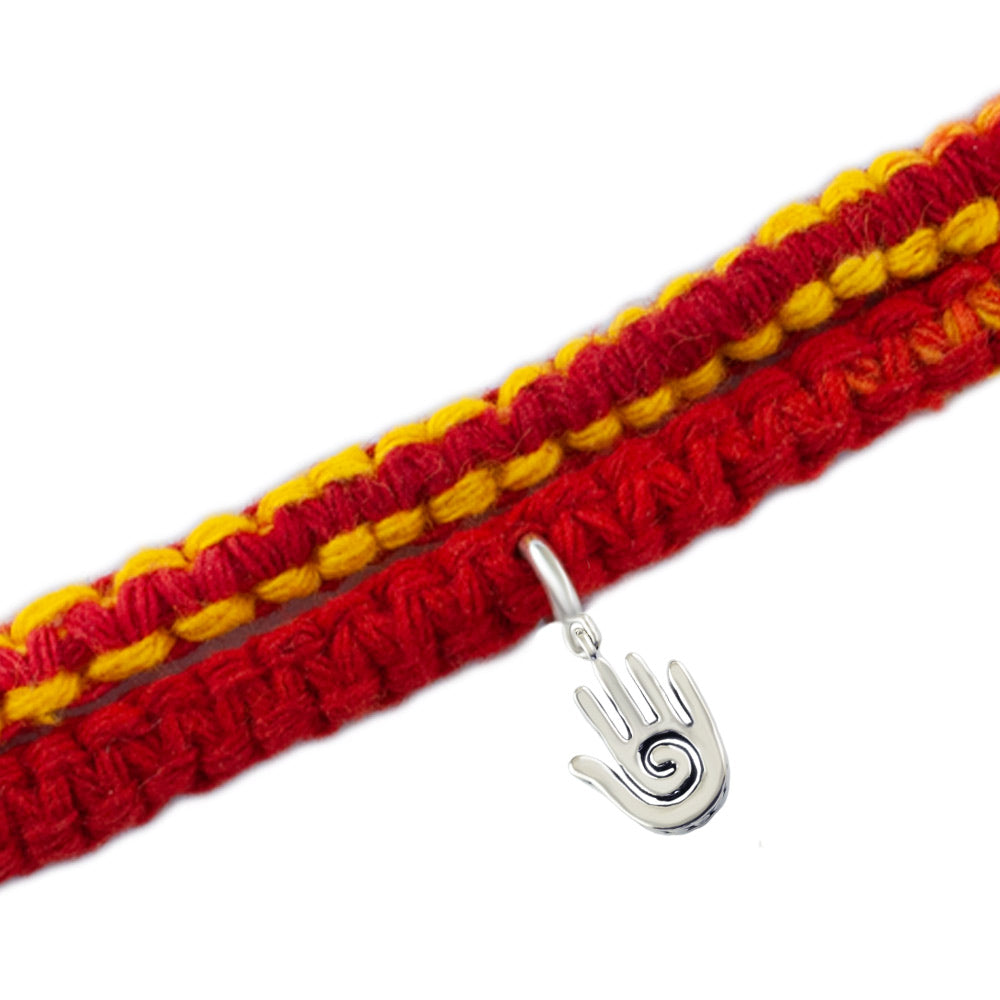 Healing Hand Silver Charm Moli Rakhi Bracelet