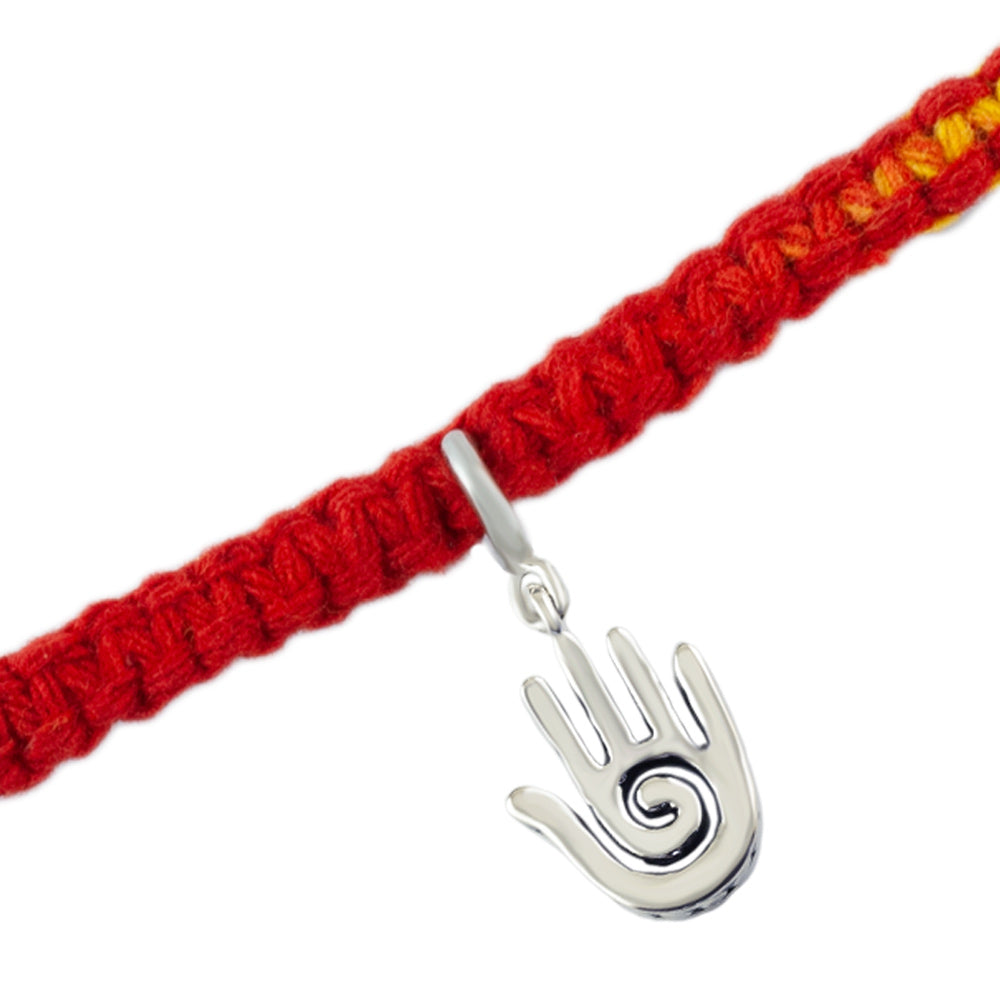 Healing Hand Silver Charm Moli Rakhi Bracelet