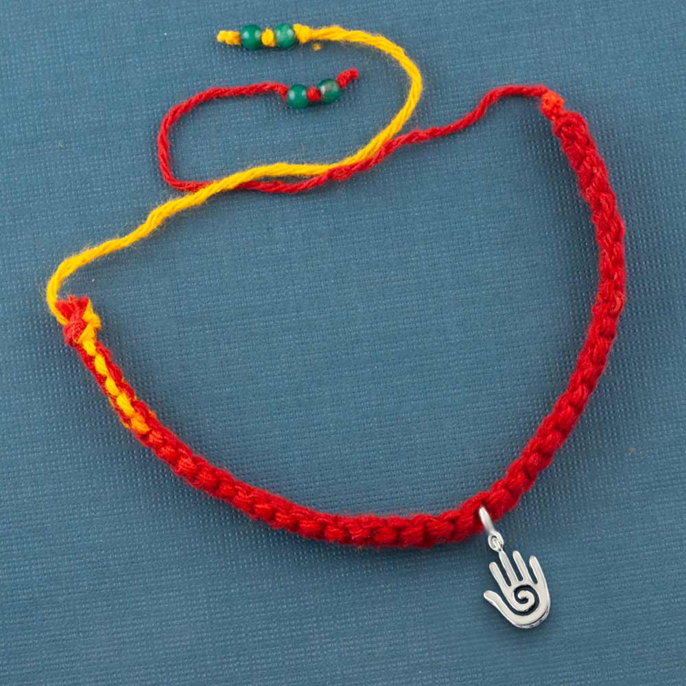 Healing Hand Silver Charm Lumba Moli Rakhi Bracelet