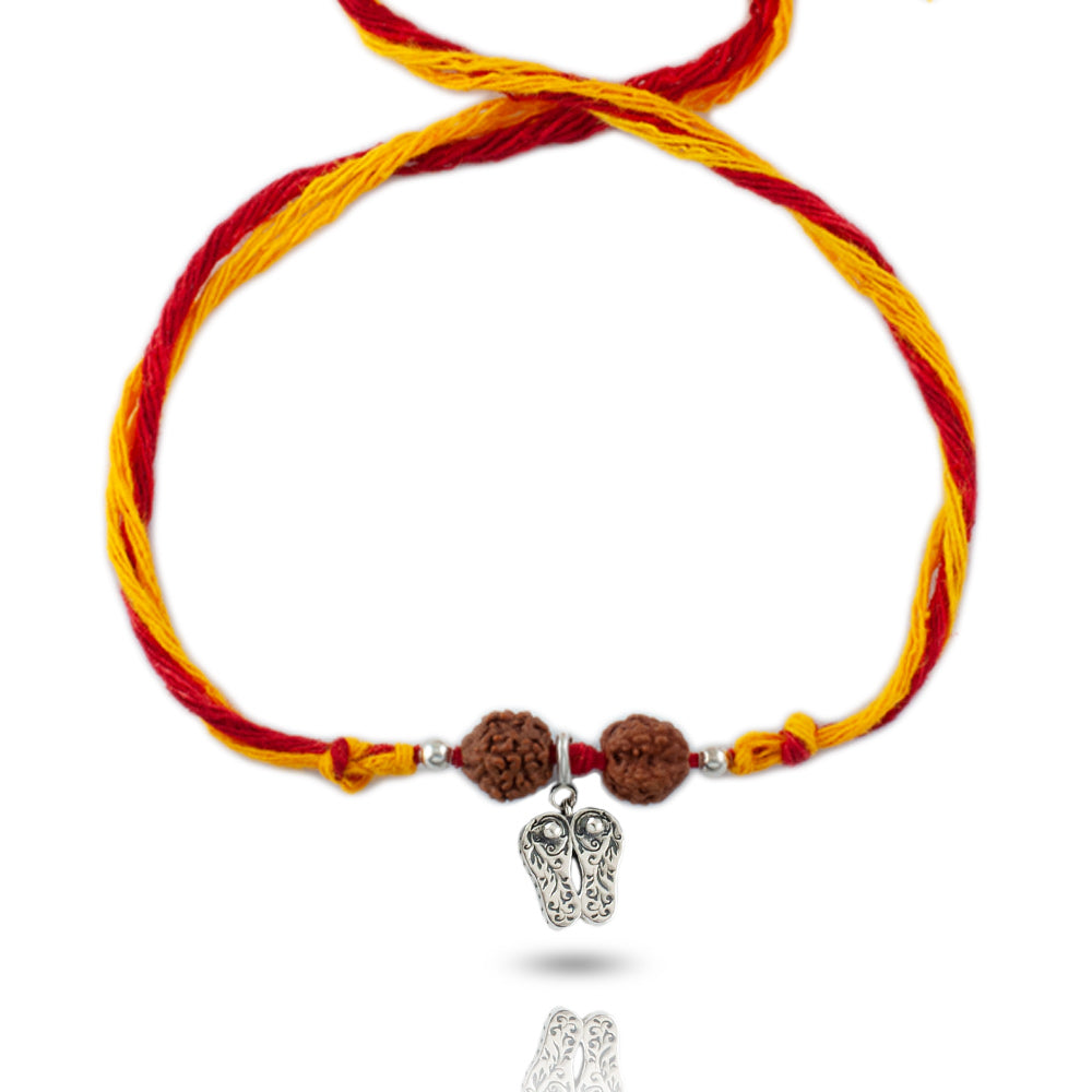 Charan Paduka Silver Charm Moli Rakhi Bracelet