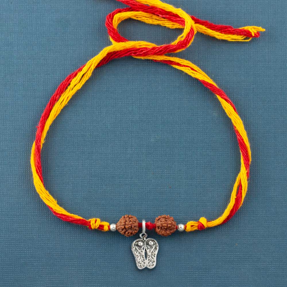 Charan Paduka Silver Charm Moli Rakhi Bracelet