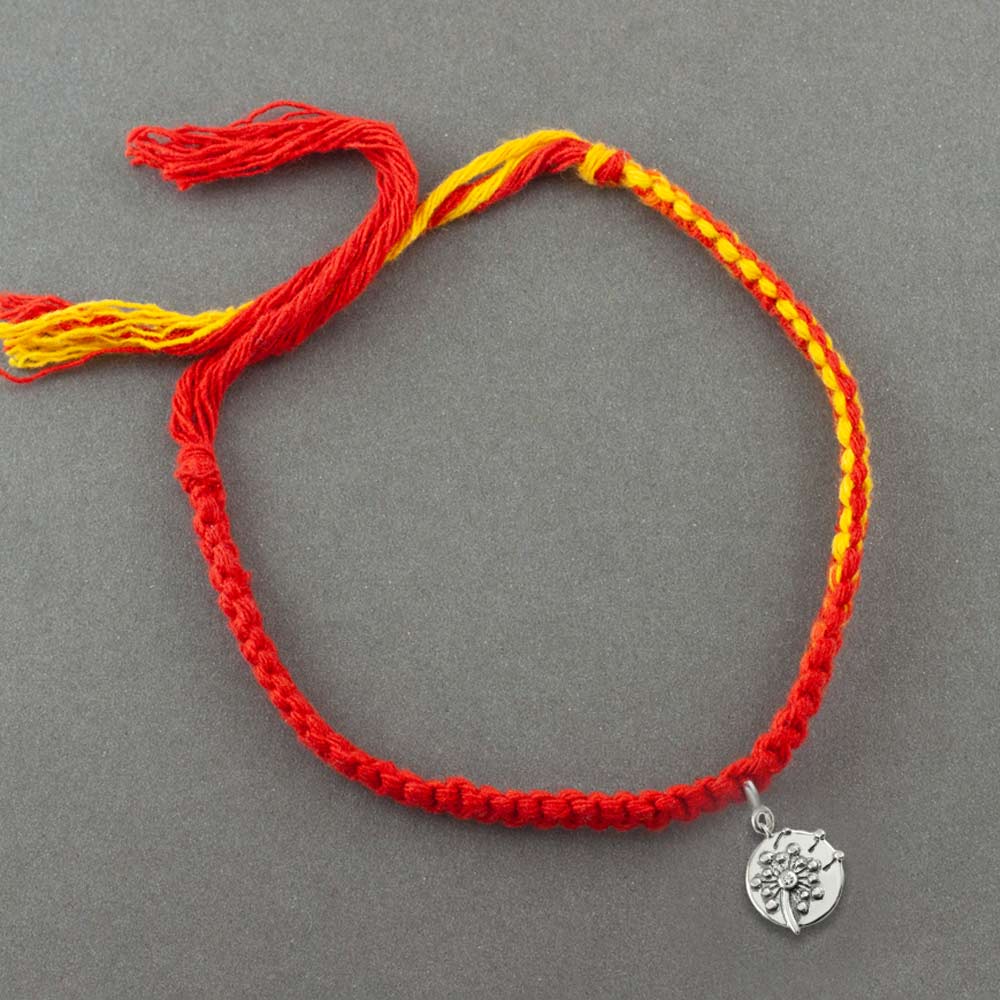 Wish Come True Dandelion Silver Charm Moli Rakhi Bracelet