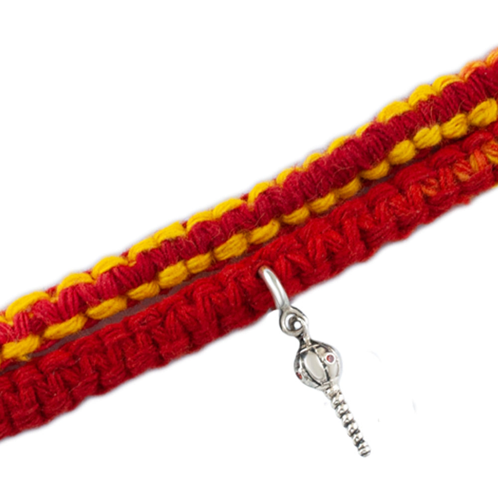 Sashakta Hanumanji Gada Silver Charm Moli Rakhi Bracelet