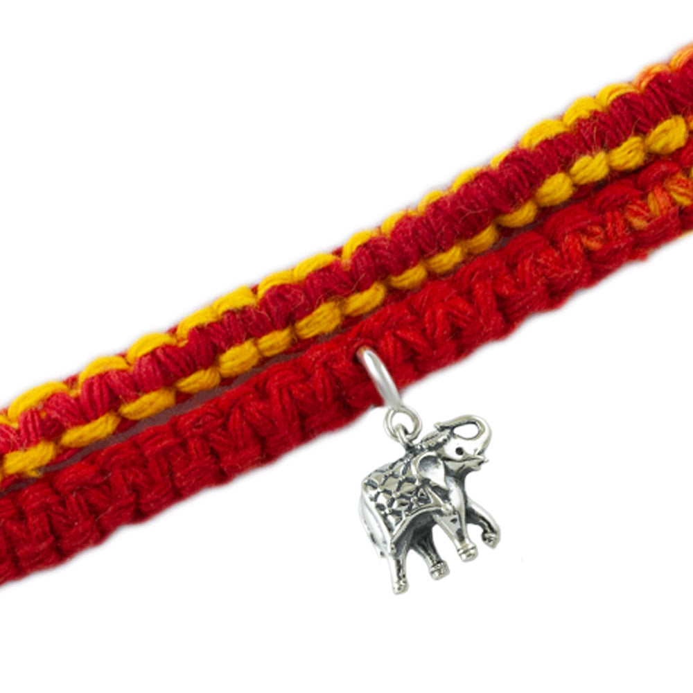 Royal Elephant Silver Charm Moli Rakhi Bracelet