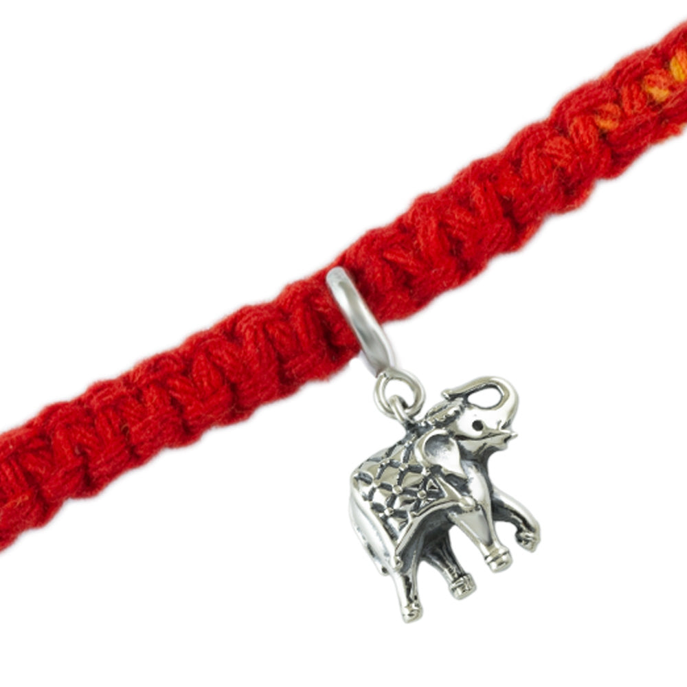 Royal Elephant Silver Charm Moli Rakhi Bracelet