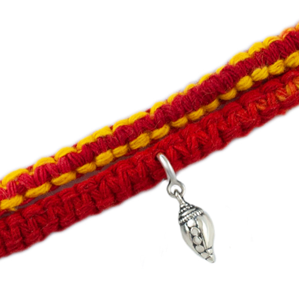 Sacred Shankh Silver Charm Moli Rakhi Bracelet