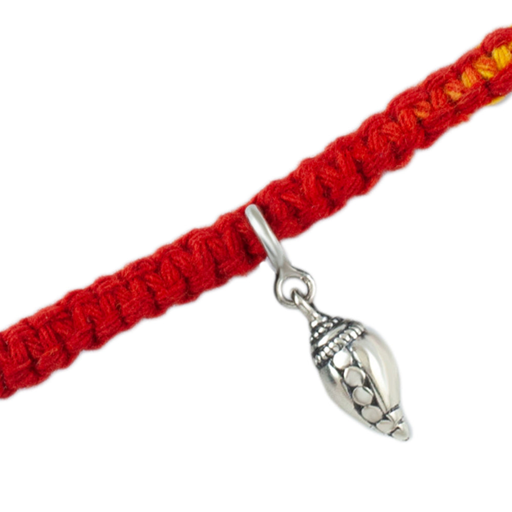 Sacred Shankh Silver Charm Moli Rakhi Bracelet