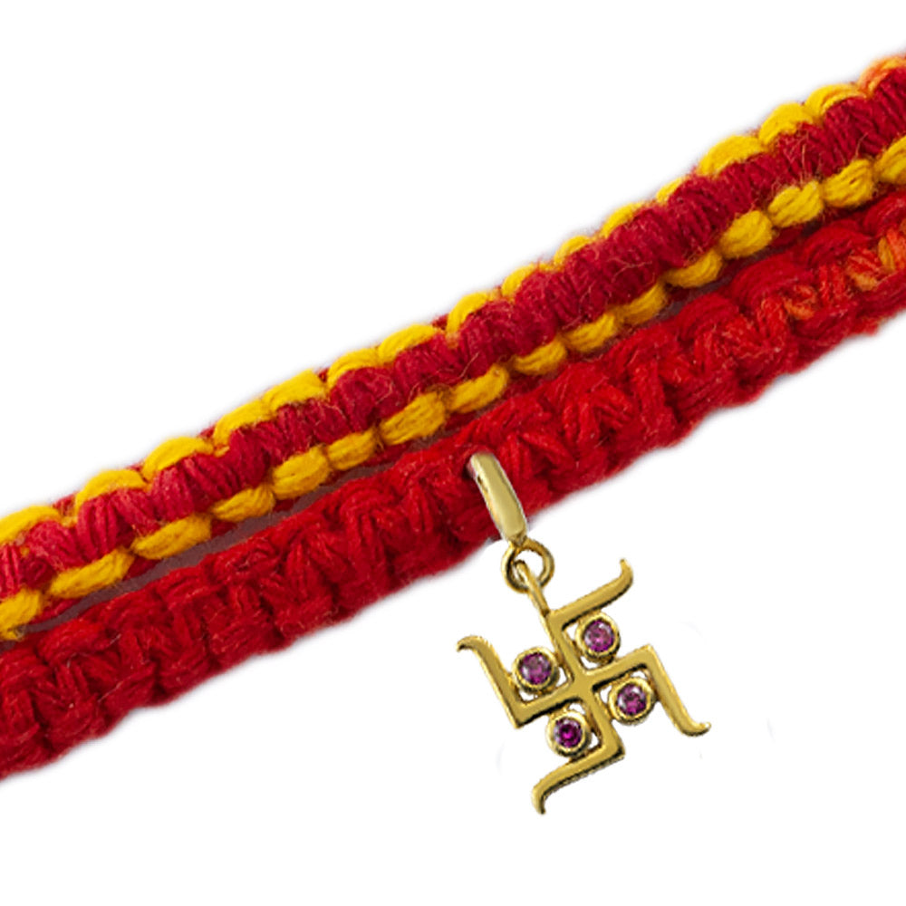 Svasti Gold-Plated Silver Charm Moli Rakhi Bracelet