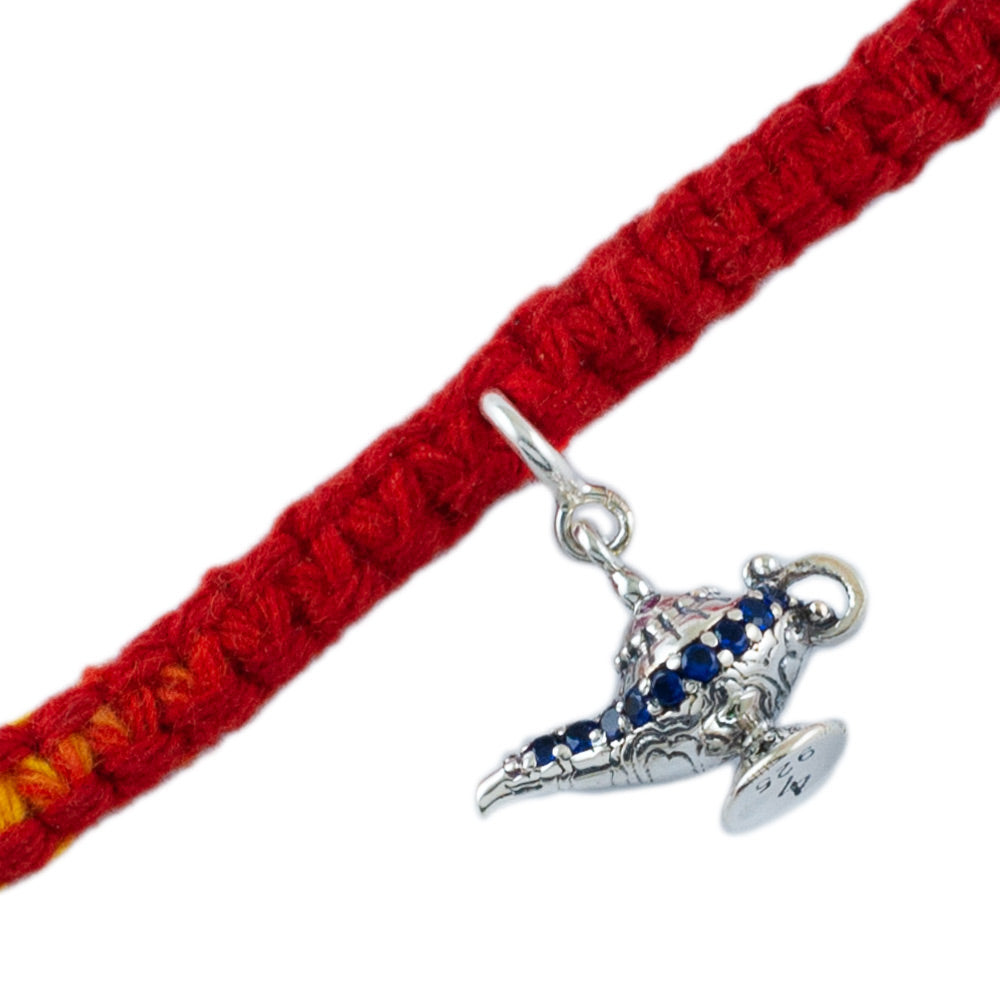 Royal Genie Lamp Silver Charm Lumba Rakhi Bracelet