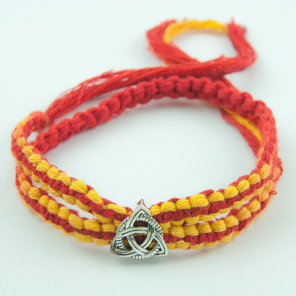 Knot of Protection Silver Story Bead with Wrap Around Moli Rakhi Bracelet