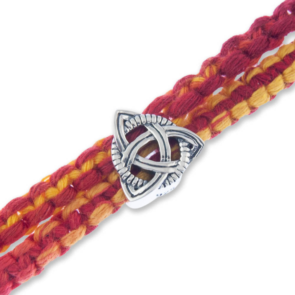 Knot of Protection Silver Story Bead with Wrap Around Moli Rakhi Bracelet
