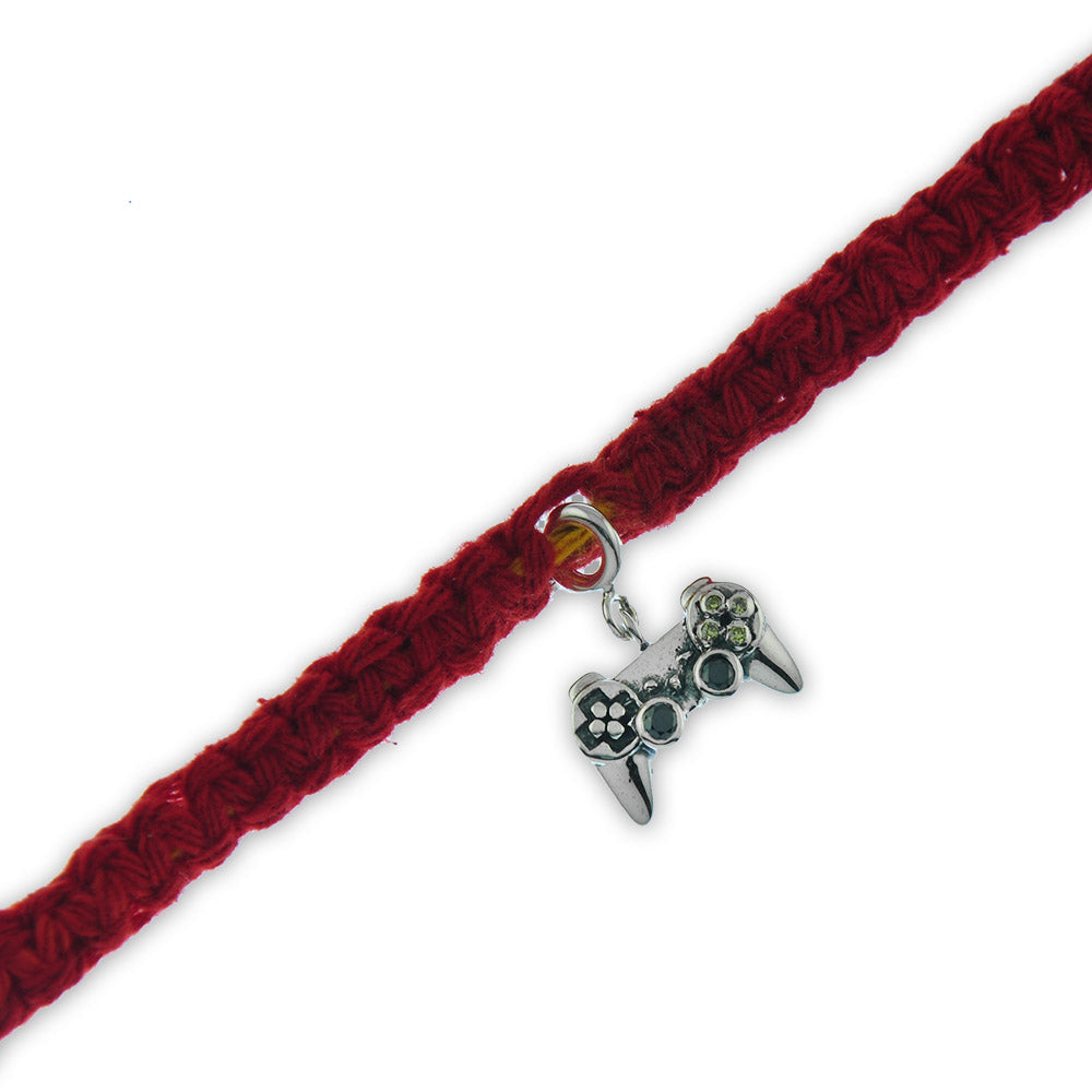 You Got Game Silver Charm Adjustable Moli Rakhi Bracelet