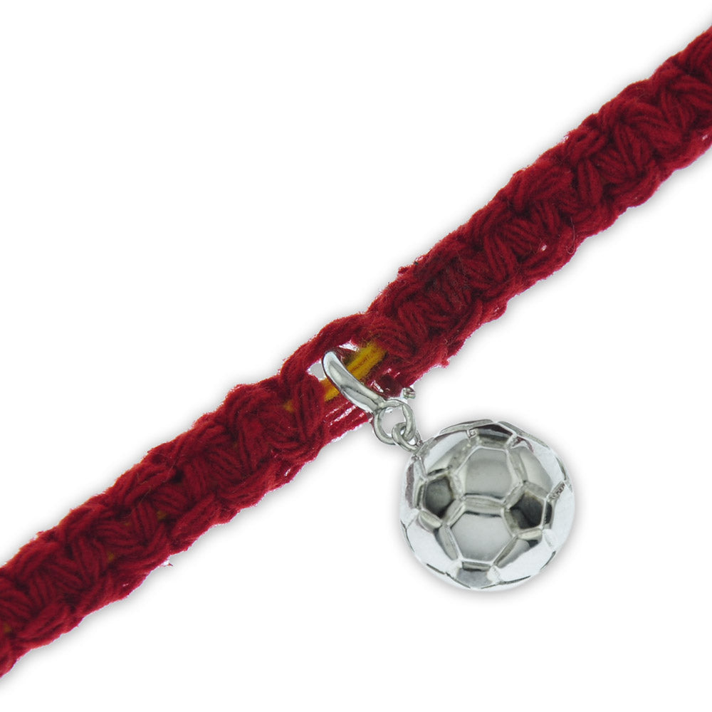 Football Silver Charm Adjustable Moli Rakhi Bracelet