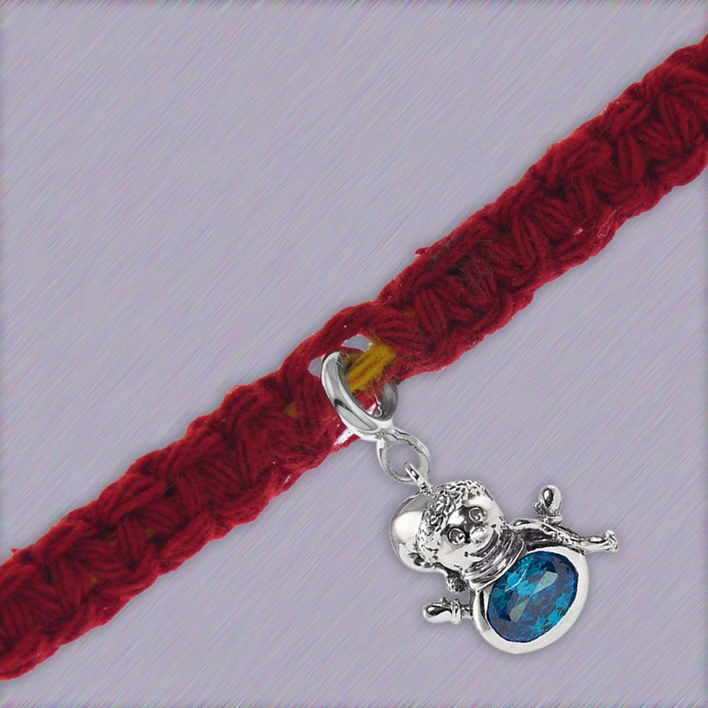 Melt My Heart Snowman Silver Charm Adjustable Moli Rakhi Bracelet