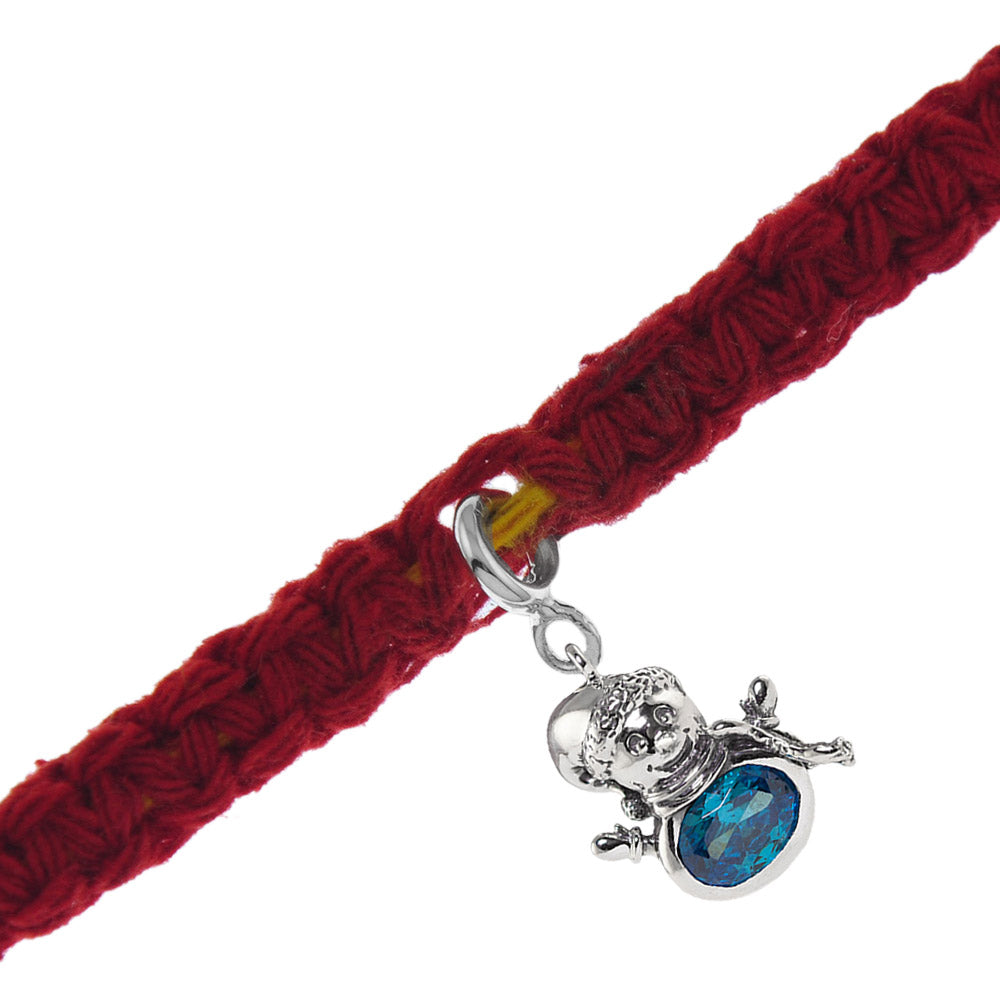 Melt My Heart Snowman Silver Charm Adjustable Moli Rakhi Bracelet