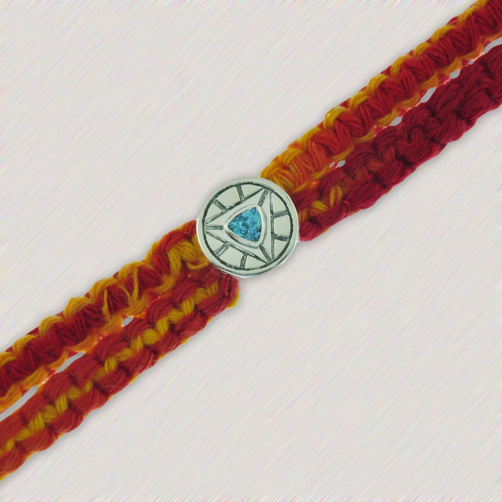 Super Hero Arc Silver Story Bead Wrap Around Moli Rakhi Bracelet