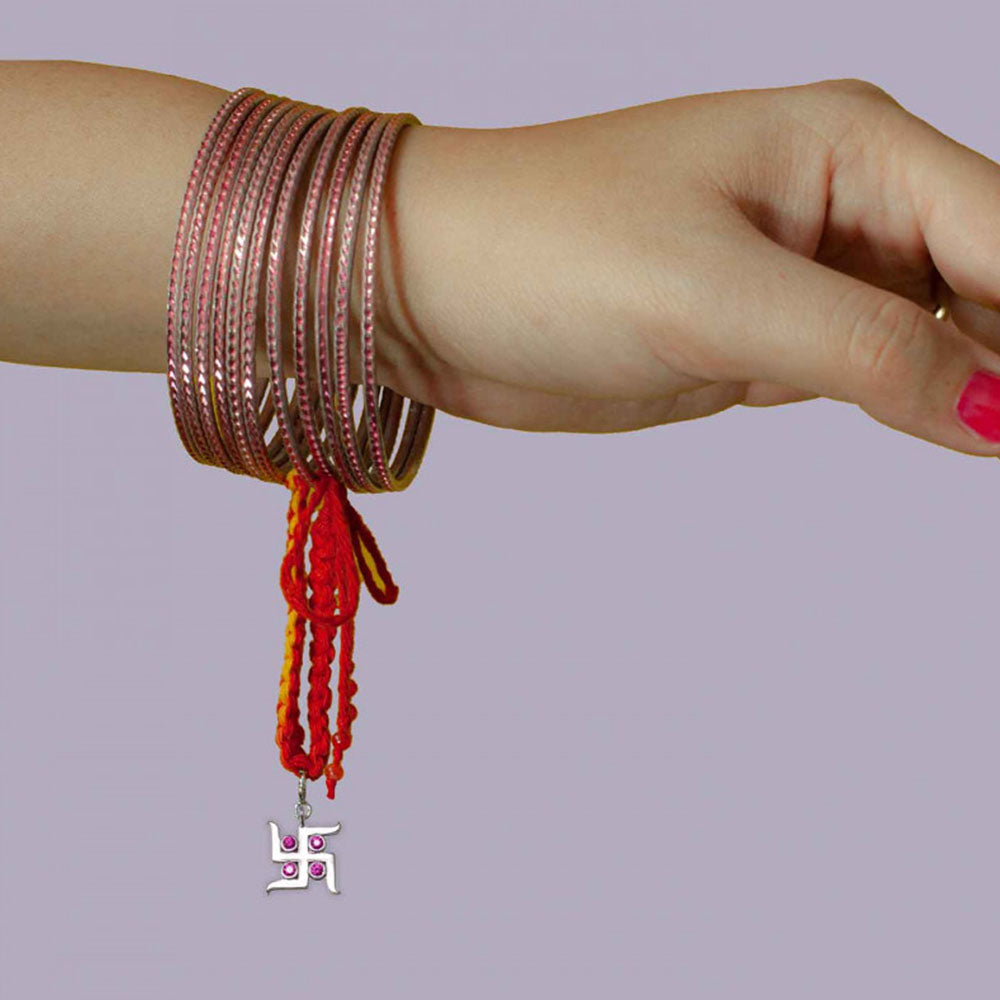 Svasti Silver Charm Lumba Rakhi Bracelet