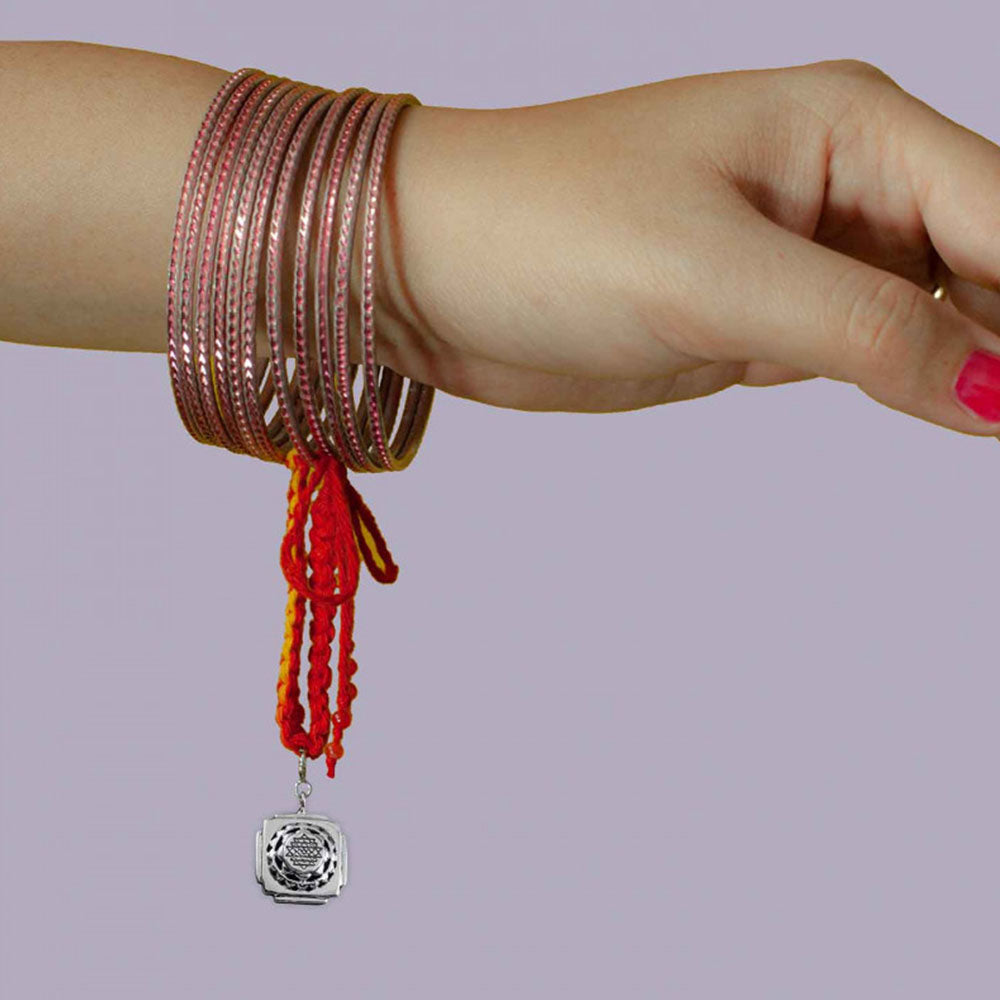 Shri Yantra Silver Charm Lumba Rakhi Bracelet