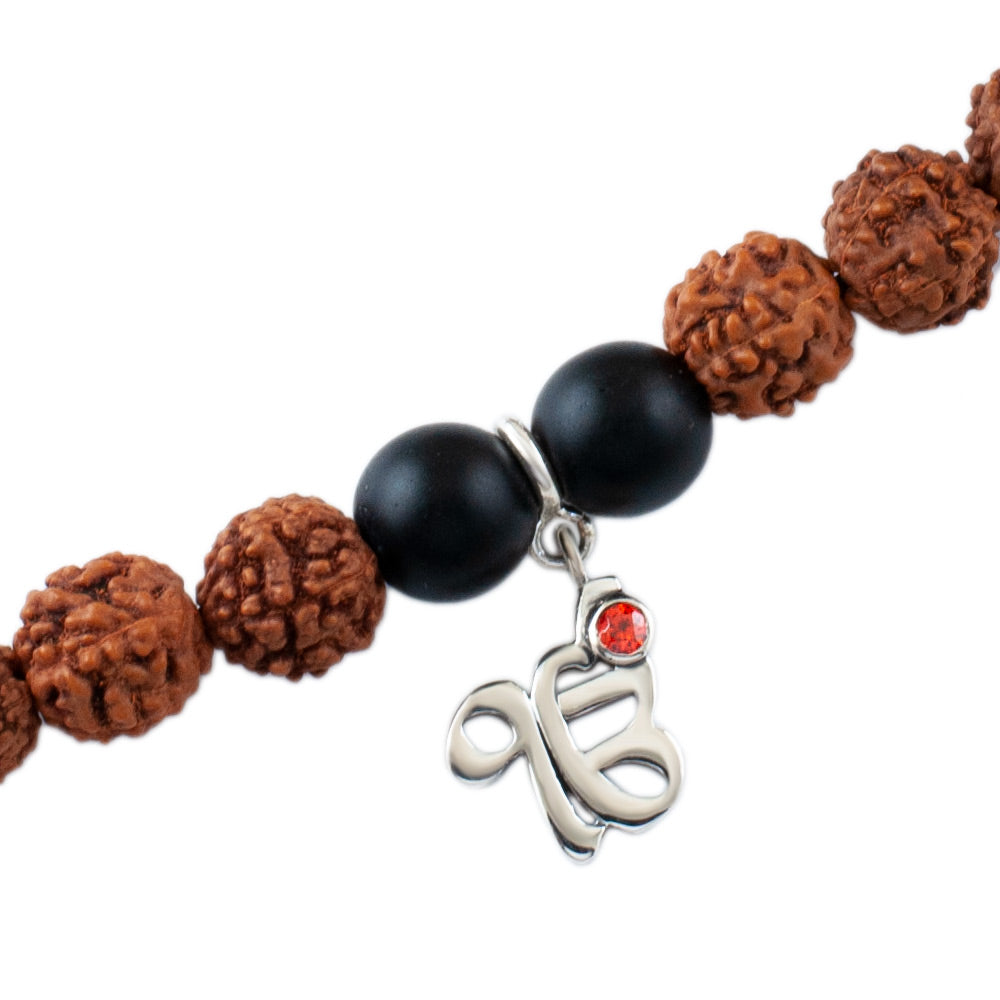 Ek Onkar Silver Charm Rudraksh Rakhi Adjustable Bracelet