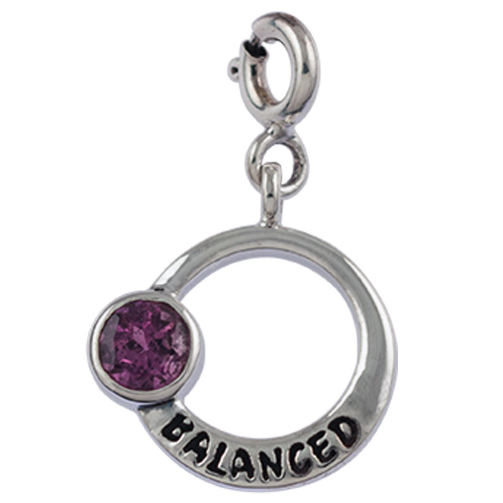 Balanced Libra Zodiac Silver Charm with Pink Tourmaline