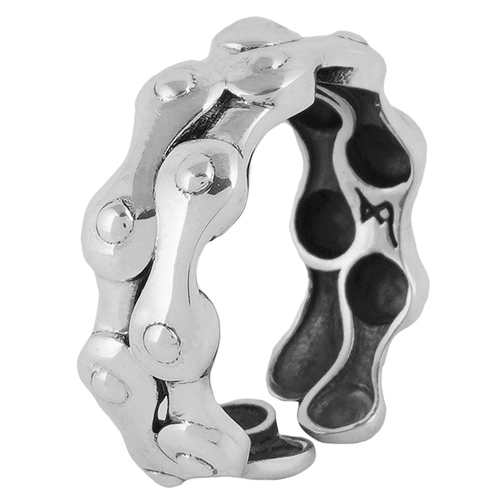 Biker Chain Band Silver Ring - Adjustable