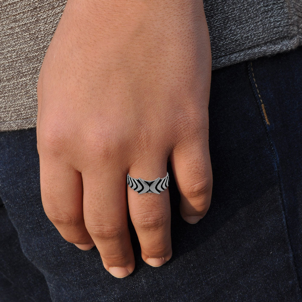 Boomerang Band Silver Ring - Adjustable