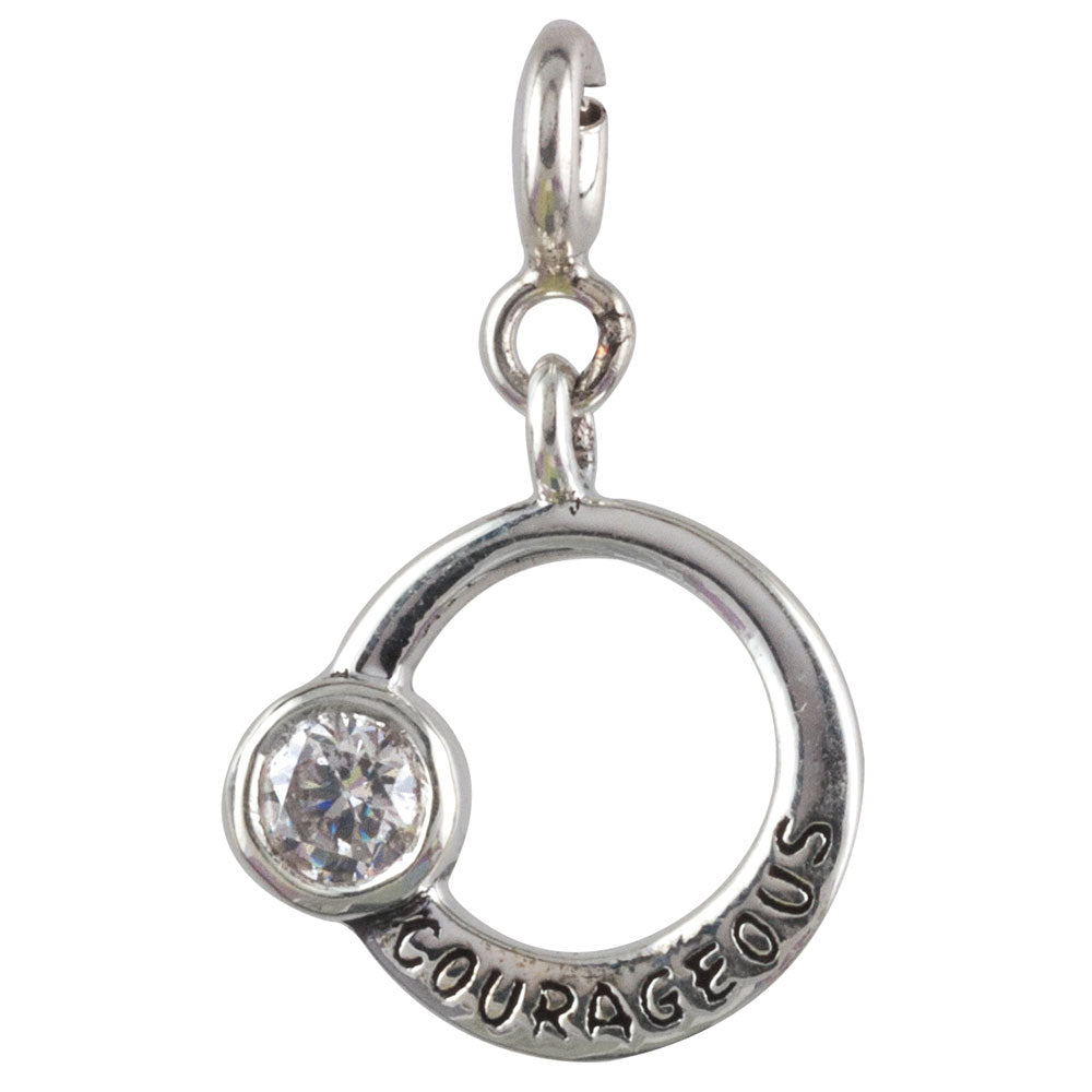 Courageous Aries Zodiac Silver Charm with Crystal Quartz