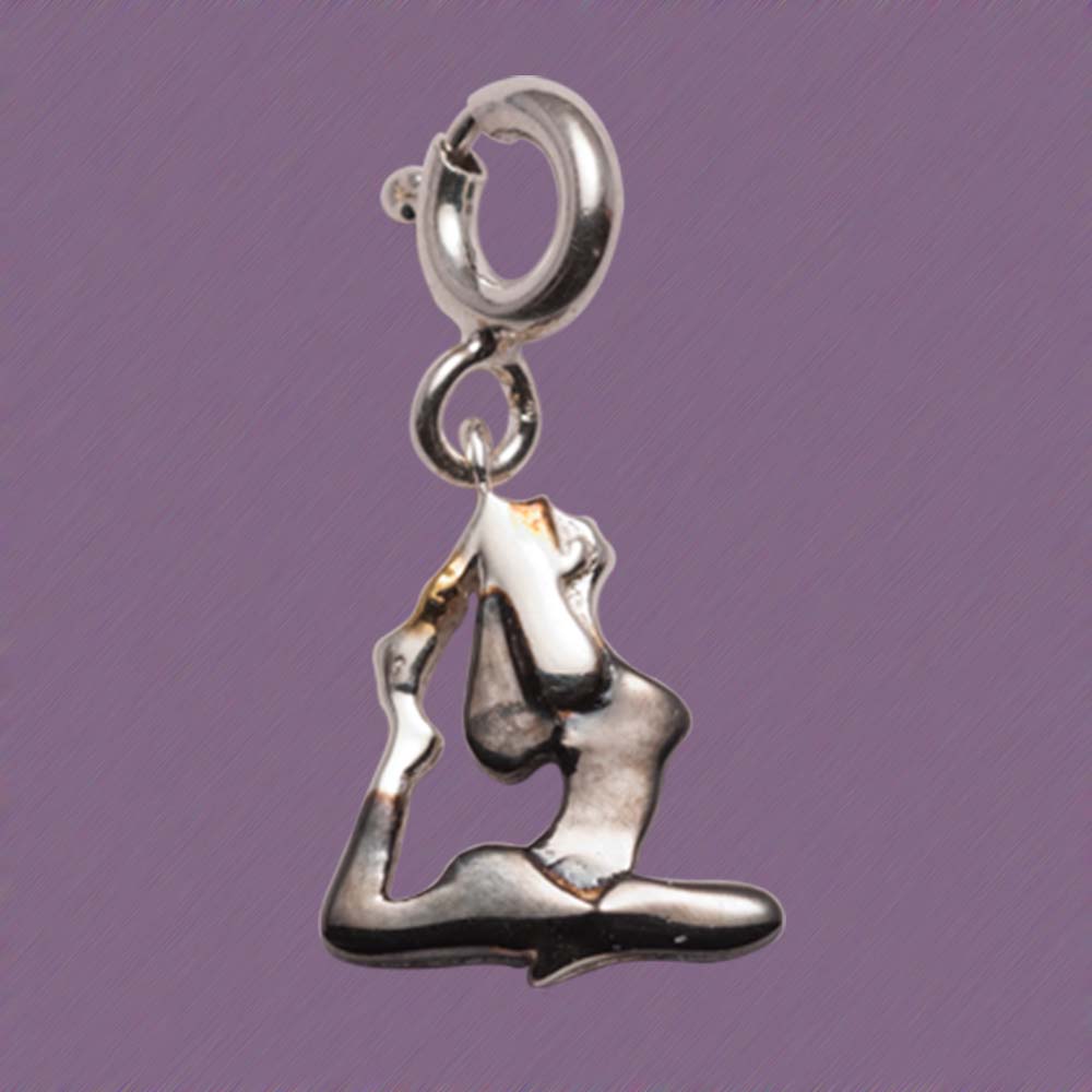 Yoga Girl Silver Charm in Pigeon Pose Charm