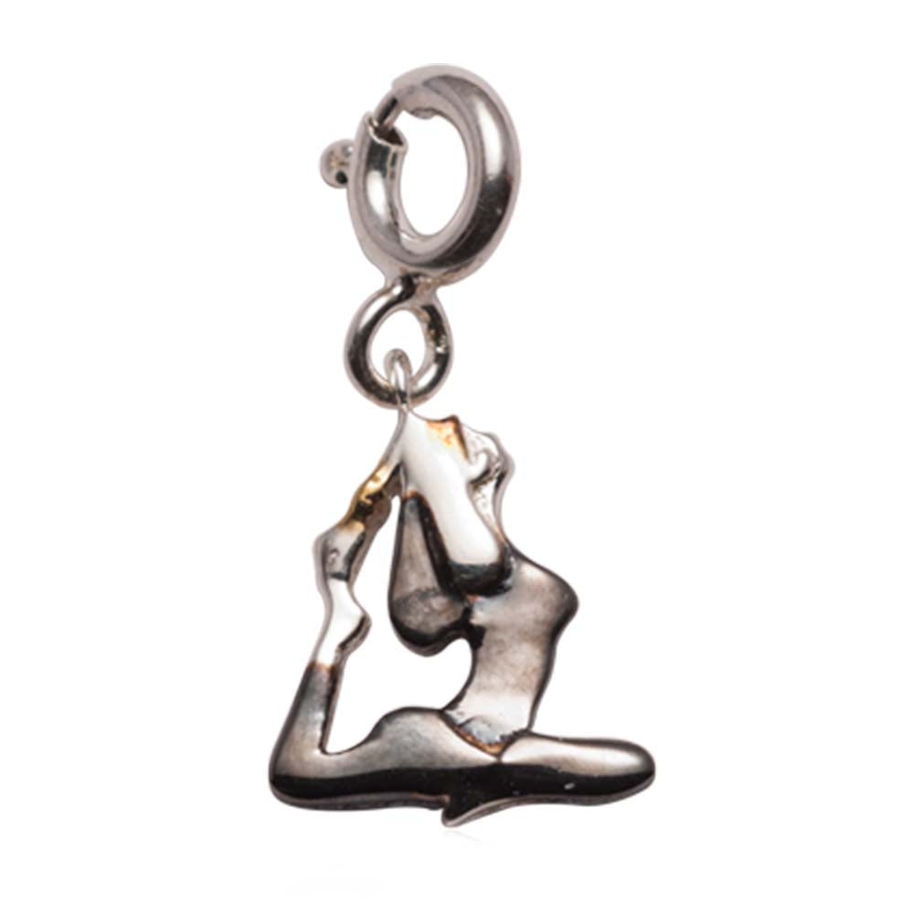 Yoga Girl Silver Charm in Pigeon Pose Charm