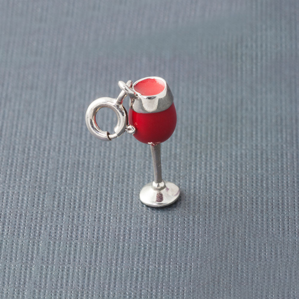 My Cup Runneth Over Wine Glass Silver Charm