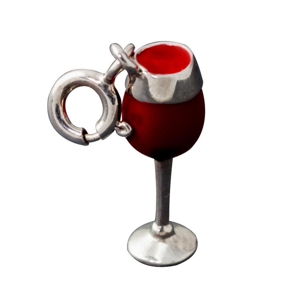 My Cup Runneth Over Wine Glass Silver Charm