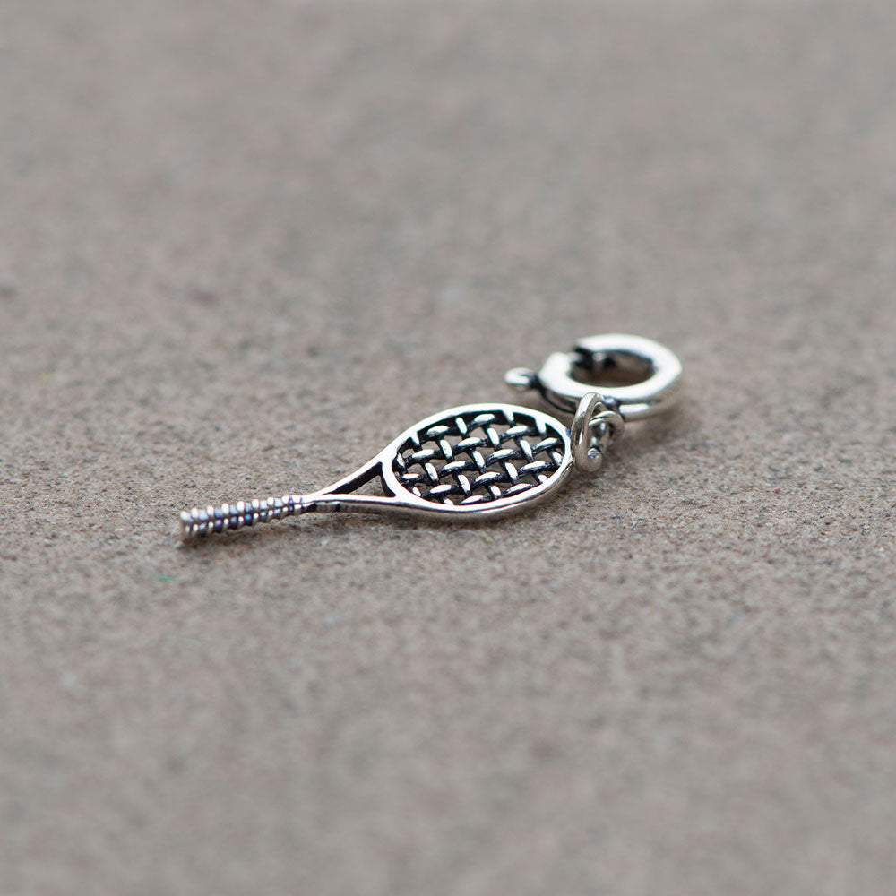 Tennis Racquet Silver Charm