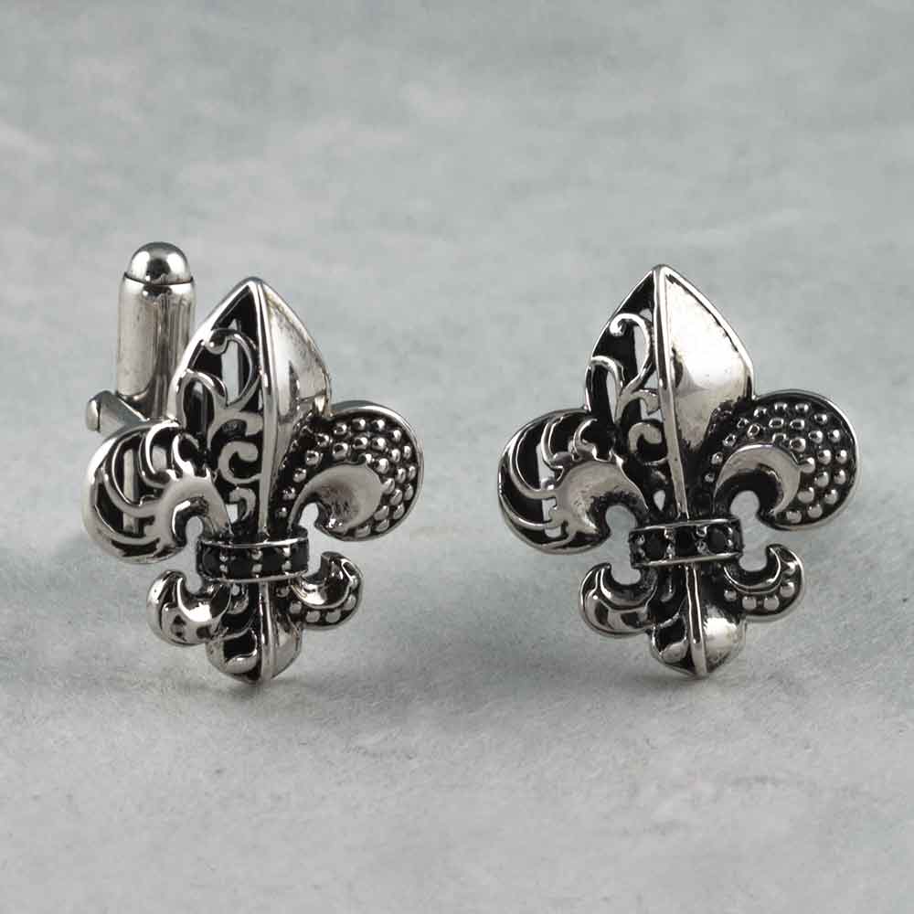 Fleur De Lis Silver Cufflinks