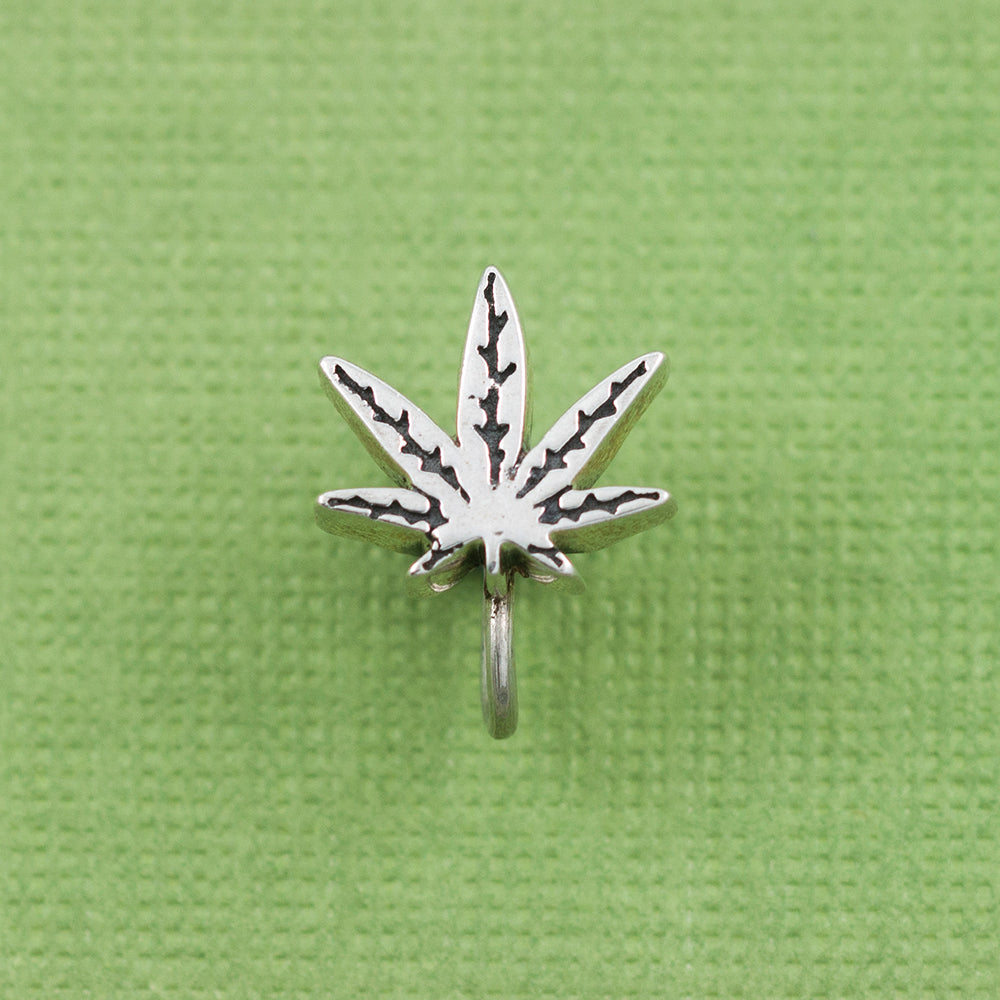 Cannabis Leaf Clip-on Silver Nose Pin